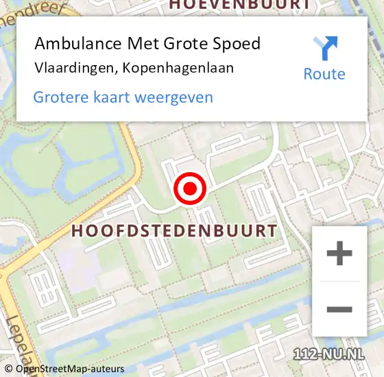 Locatie op kaart van de 112 melding: Ambulance Met Grote Spoed Naar Vlaardingen, Kopenhagenlaan op 6 november 2024 11:24