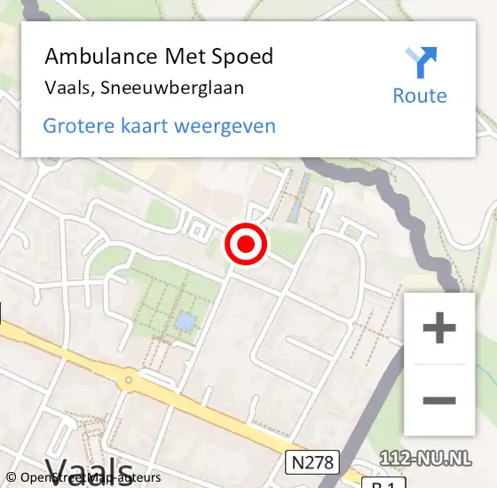 Locatie op kaart van de 112 melding: Ambulance Met Spoed Naar Vaals, Sneeuwberglaan op 26 oktober 2014 01:48