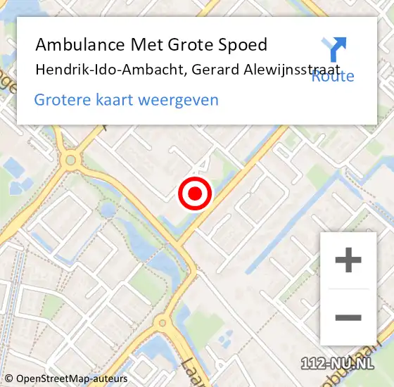 Locatie op kaart van de 112 melding: Ambulance Met Grote Spoed Naar Hendrik-Ido-Ambacht, Gerard Alewijnsstraat op 6 november 2024 11:45