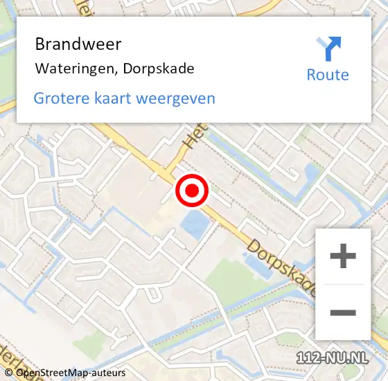 Locatie op kaart van de 112 melding: Brandweer Wateringen, Dorpskade op 6 november 2024 11:50