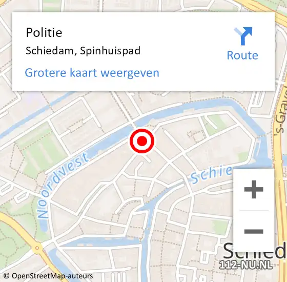 Locatie op kaart van de 112 melding: Politie Schiedam, Spinhuispad op 6 november 2024 11:53