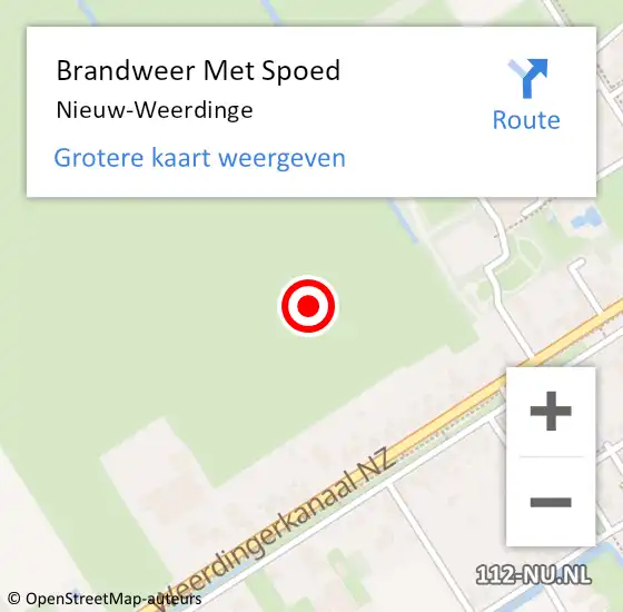 Locatie op kaart van de 112 melding: Brandweer Met Spoed Naar Nieuw-Weerdinge op 6 november 2024 12:01