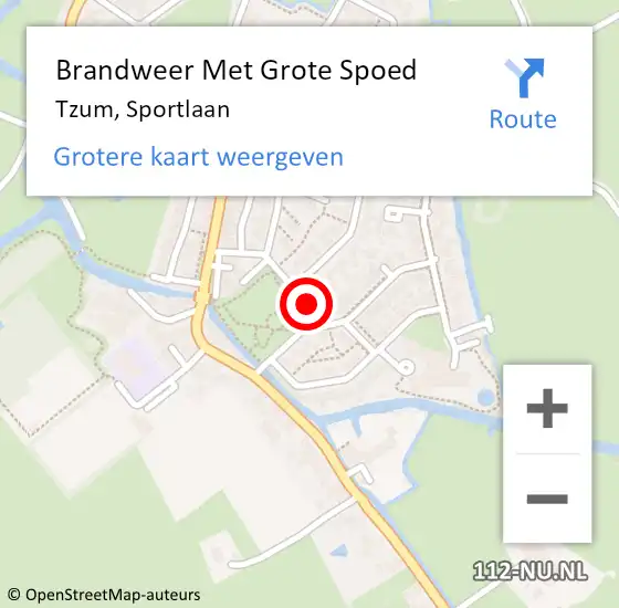 Locatie op kaart van de 112 melding: Brandweer Met Grote Spoed Naar Tzum, Sportlaan op 6 november 2024 12:12