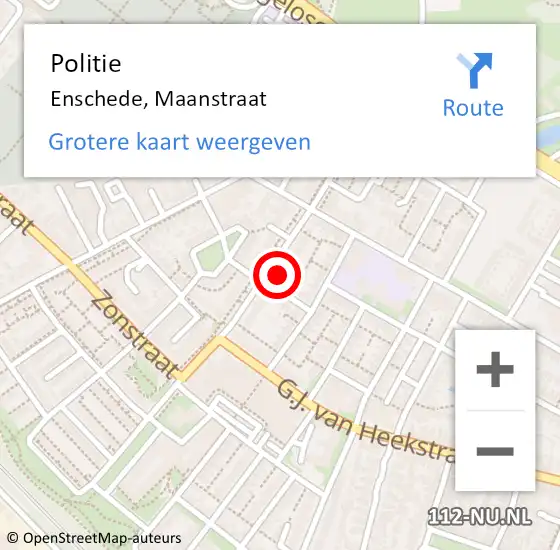 Locatie op kaart van de 112 melding: Politie Enschede, Maanstraat op 6 november 2024 12:55