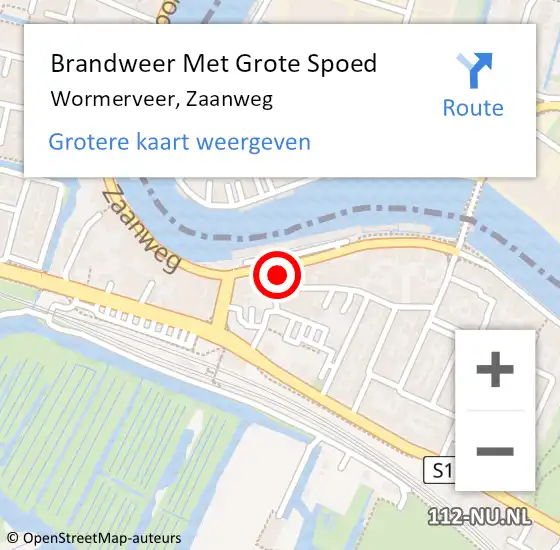 Locatie op kaart van de 112 melding: Brandweer Met Grote Spoed Naar Wormerveer, Zaanweg op 6 november 2024 12:55