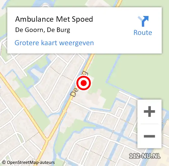 Locatie op kaart van de 112 melding: Ambulance Met Spoed Naar De Goorn, De Burg op 26 oktober 2014 02:01