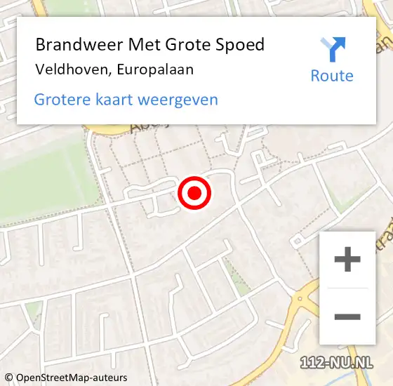 Locatie op kaart van de 112 melding: Brandweer Met Grote Spoed Naar Veldhoven, Europalaan op 6 november 2024 13:04