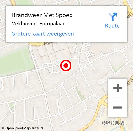 Locatie op kaart van de 112 melding: Brandweer Met Spoed Naar Veldhoven, Europalaan op 6 november 2024 13:05