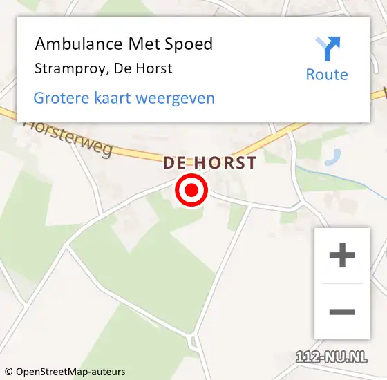 Locatie op kaart van de 112 melding: Ambulance Met Spoed Naar Stramproy, De Horst op 6 november 2024 13:19