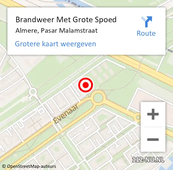 Locatie op kaart van de 112 melding: Brandweer Met Grote Spoed Naar Almere, Pasar Malamstraat op 6 november 2024 13:42