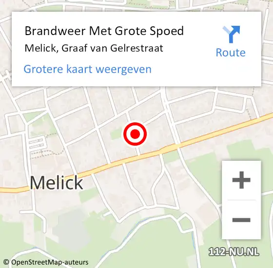 Locatie op kaart van de 112 melding: Brandweer Met Grote Spoed Naar Melick, Graaf van Gelrestraat op 6 november 2024 13:56