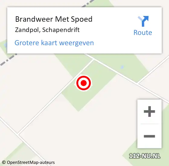 Locatie op kaart van de 112 melding: Brandweer Met Spoed Naar Zandpol, Schapendrift op 6 november 2024 14:05