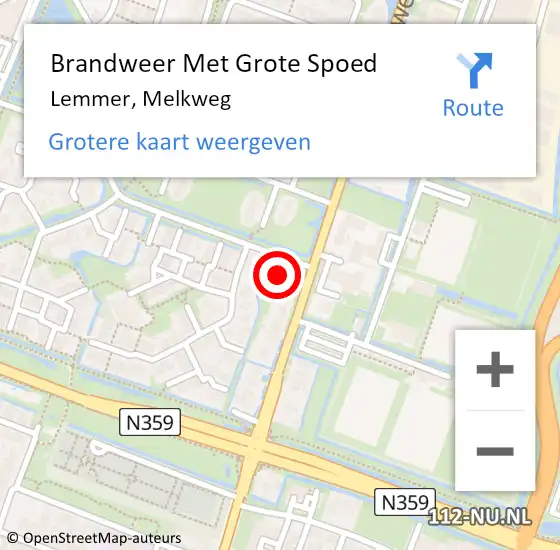 Locatie op kaart van de 112 melding: Brandweer Met Grote Spoed Naar Lemmer, Melkweg op 6 november 2024 14:07