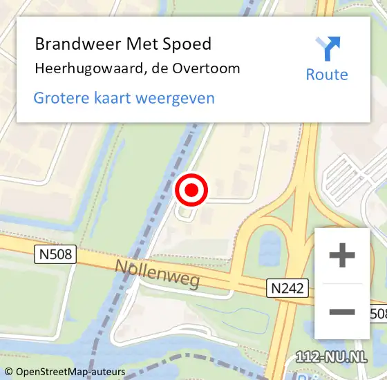 Locatie op kaart van de 112 melding: Brandweer Met Spoed Naar Heerhugowaard, de Overtoom op 6 november 2024 14:11