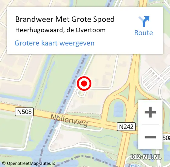 Locatie op kaart van de 112 melding: Brandweer Met Grote Spoed Naar Heerhugowaard, de Overtoom op 6 november 2024 14:12