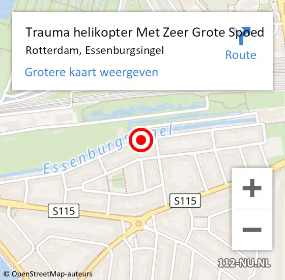 Locatie op kaart van de 112 melding: Trauma helikopter Met Zeer Grote Spoed Naar Rotterdam, Essenburgsingel op 6 november 2024 14:36