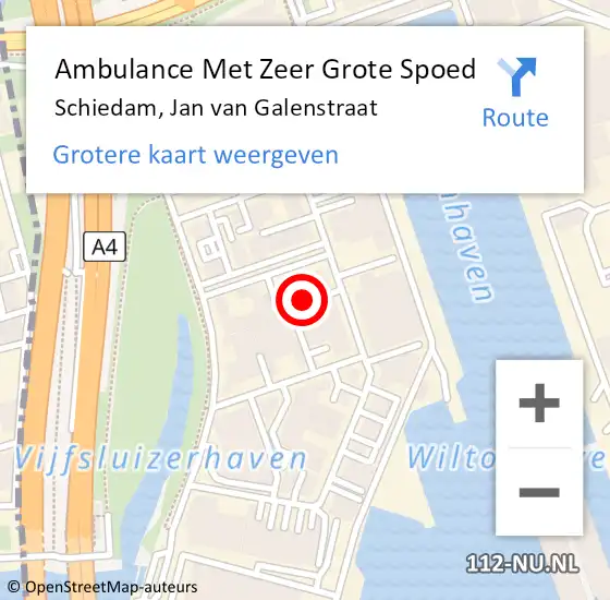 Locatie op kaart van de 112 melding: Ambulance Met Zeer Grote Spoed Naar Schiedam, Jan van Galenstraat op 6 november 2024 14:58