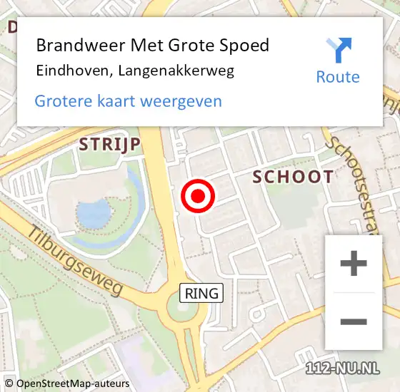 Locatie op kaart van de 112 melding: Brandweer Met Grote Spoed Naar Eindhoven, Langenakkerweg op 6 november 2024 15:03