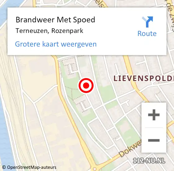 Locatie op kaart van de 112 melding: Brandweer Met Spoed Naar Terneuzen, Rozenpark op 6 november 2024 15:07