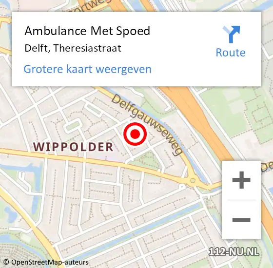 Locatie op kaart van de 112 melding: Ambulance Met Spoed Naar Den Haag, Theresiastraat op 6 november 2024 15:17