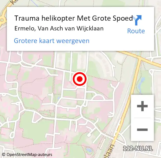 Locatie op kaart van de 112 melding: Trauma helikopter Met Grote Spoed Naar Ermelo, Van Asch van Wijcklaan op 6 november 2024 15:18