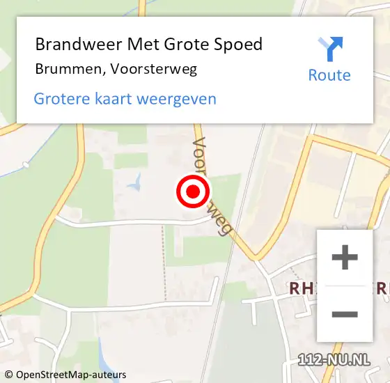 Locatie op kaart van de 112 melding: Brandweer Met Grote Spoed Naar Brummen, Voorsterweg op 6 november 2024 15:22