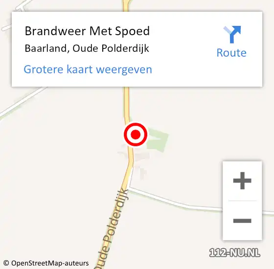 Locatie op kaart van de 112 melding: Brandweer Met Spoed Naar Baarland, Oude Polderdijk op 6 november 2024 15:26