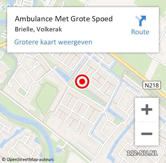 Locatie op kaart van de 112 melding: Ambulance Met Grote Spoed Naar Brielle, Volkerak op 6 november 2024 15:34