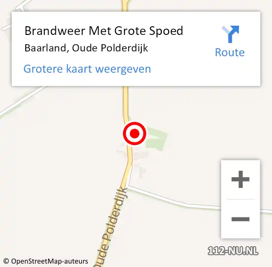 Locatie op kaart van de 112 melding: Brandweer Met Grote Spoed Naar Baarland, Oude Polderdijk op 6 november 2024 15:40