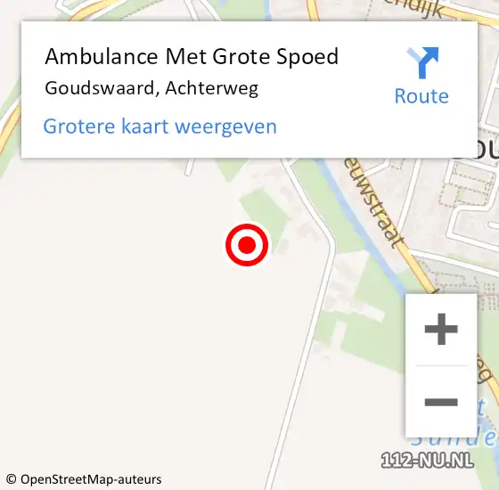 Locatie op kaart van de 112 melding: Ambulance Met Grote Spoed Naar Goudswaard, Achterweg op 6 november 2024 16:02