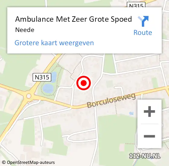 Locatie op kaart van de 112 melding: Ambulance Met Zeer Grote Spoed Naar Neede op 6 november 2024 16:02