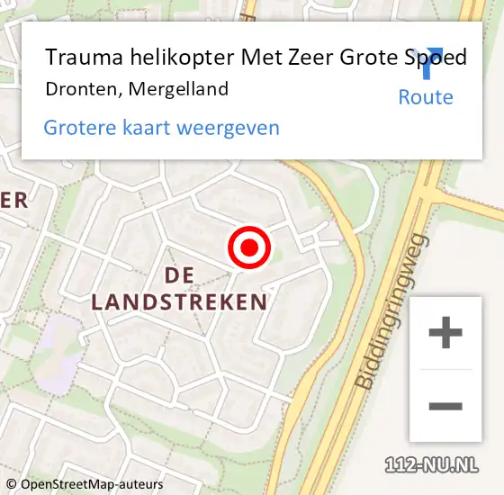 Locatie op kaart van de 112 melding: Trauma helikopter Met Zeer Grote Spoed Naar Dronten, Mergelland op 6 november 2024 16:13