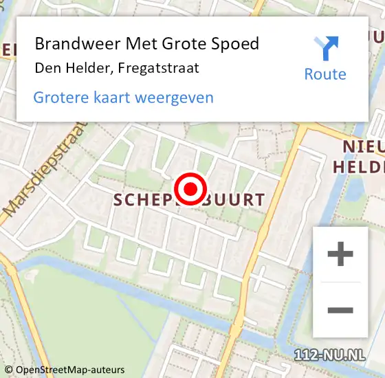 Locatie op kaart van de 112 melding: Brandweer Met Grote Spoed Naar Den Helder, Fregatstraat op 6 november 2024 16:38