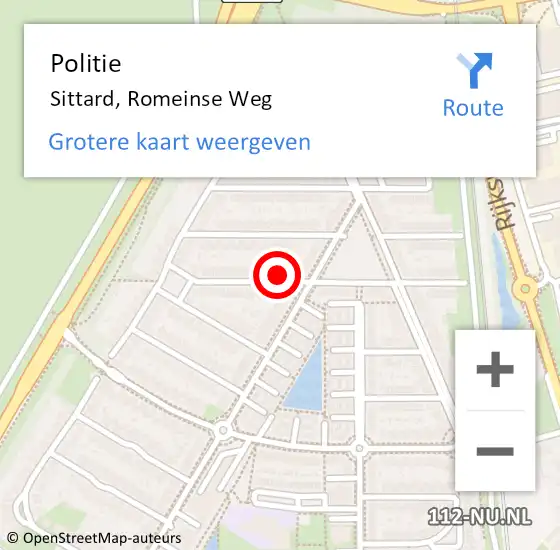 Locatie op kaart van de 112 melding: Politie Sittard, Romeinse Weg op 6 november 2024 16:48