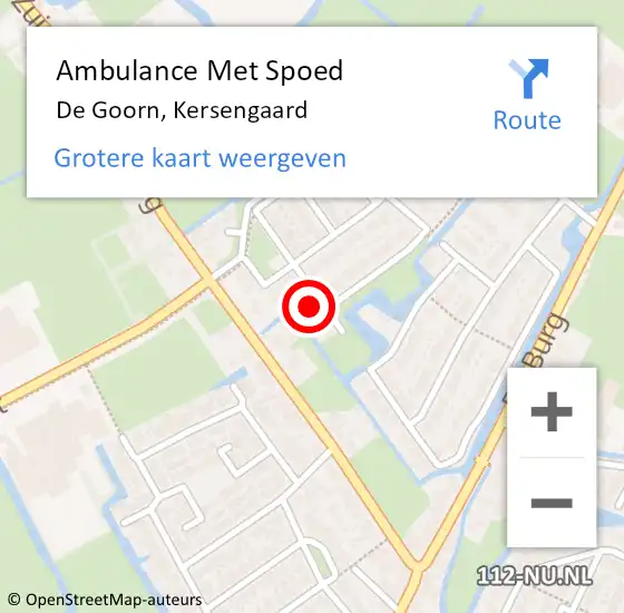 Locatie op kaart van de 112 melding: Ambulance Met Spoed Naar De Goorn, Kersengaard op 6 november 2024 17:14