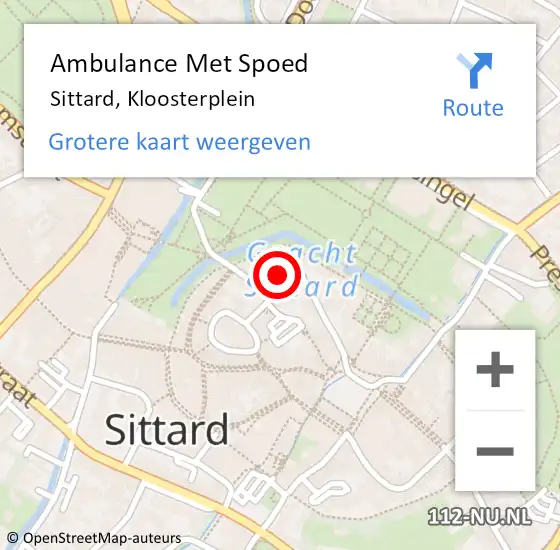 Locatie op kaart van de 112 melding: Ambulance Met Spoed Naar Sittard, Kloosterplein op 6 november 2024 17:26