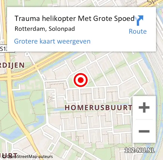 Locatie op kaart van de 112 melding: Trauma helikopter Met Grote Spoed Naar Rotterdam, Solonpad op 6 november 2024 17:29