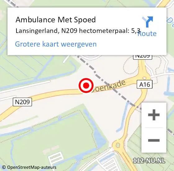 Locatie op kaart van de 112 melding: Ambulance Met Spoed Naar Lansingerland, N209 hectometerpaal: 5,3 op 6 november 2024 17:30