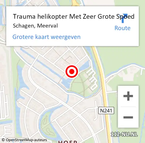 Locatie op kaart van de 112 melding: Trauma helikopter Met Zeer Grote Spoed Naar Schagen, Meerval op 6 november 2024 17:36