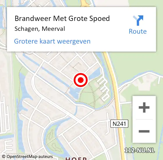 Locatie op kaart van de 112 melding: Brandweer Met Grote Spoed Naar Schagen, Meerval op 6 november 2024 17:38