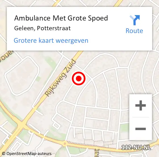 Locatie op kaart van de 112 melding: Ambulance Met Grote Spoed Naar Geleen, Potterstraat op 6 november 2024 17:39