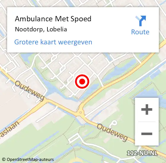 Locatie op kaart van de 112 melding: Ambulance Met Spoed Naar Nootdorp, Lobelia op 6 november 2024 17:40