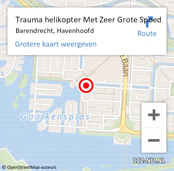 Locatie op kaart van de 112 melding: Trauma helikopter Met Zeer Grote Spoed Naar Barendrecht, Havenhoofd op 6 november 2024 17:41