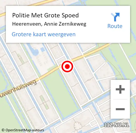 Locatie op kaart van de 112 melding: Politie Met Grote Spoed Naar Heerenveen, Annie Zernikeweg op 6 november 2024 17:46