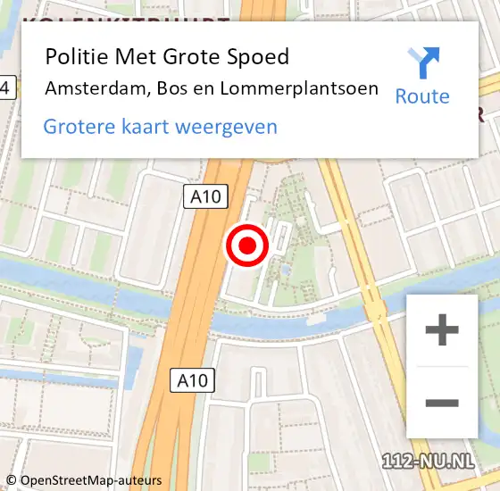 Locatie op kaart van de 112 melding: Politie Met Grote Spoed Naar Amsterdam, Bos en Lommerplantsoen op 6 november 2024 17:53