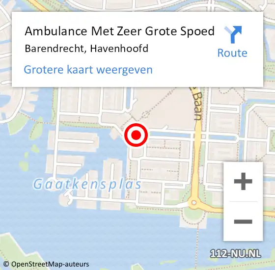 Locatie op kaart van de 112 melding: Ambulance Met Zeer Grote Spoed Naar Barendrecht, Havenhoofd op 6 november 2024 17:55