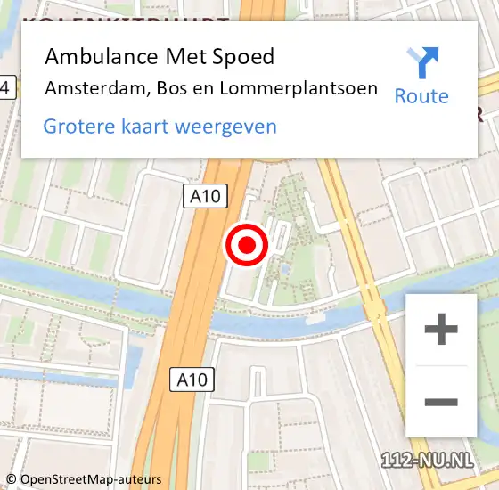 Locatie op kaart van de 112 melding: Ambulance Met Spoed Naar Amsterdam, Bos en Lommerplantsoen op 6 november 2024 17:57