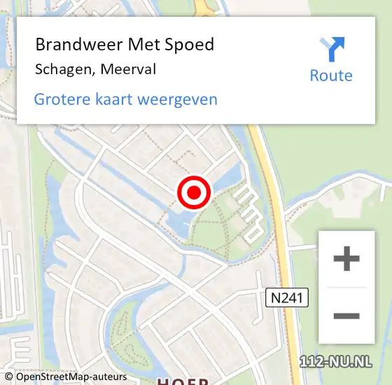 Locatie op kaart van de 112 melding: Brandweer Met Spoed Naar Schagen, Meerval op 6 november 2024 18:09