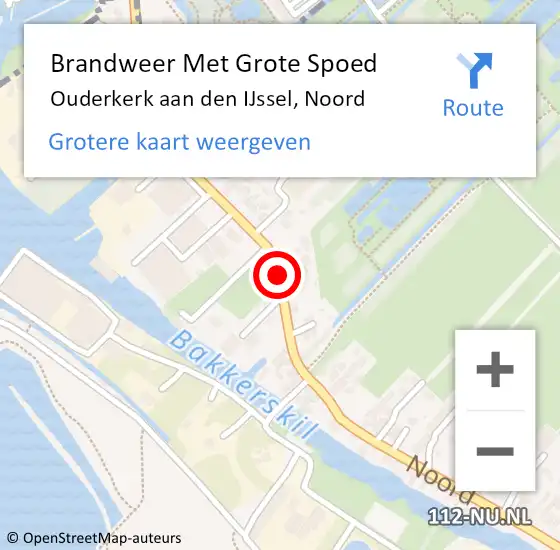 Locatie op kaart van de 112 melding: Brandweer Met Grote Spoed Naar Ouderkerk aan den IJssel, Noord op 18 oktober 2013 18:59