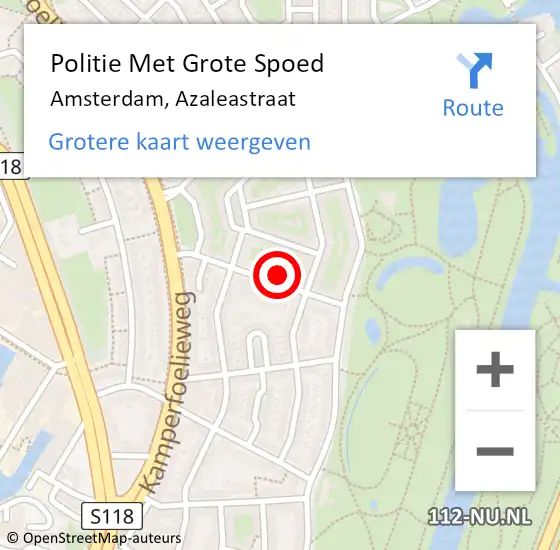 Locatie op kaart van de 112 melding: Politie Met Grote Spoed Naar Amsterdam, Azaleastraat op 6 november 2024 18:40